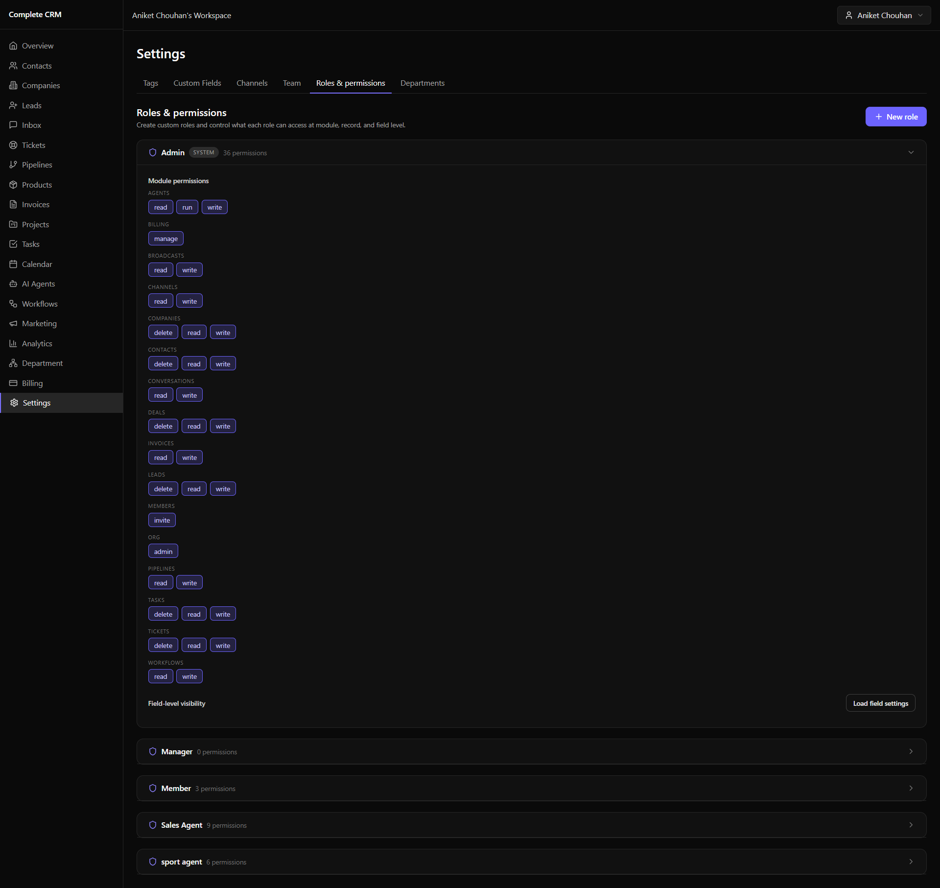 Settings page 9